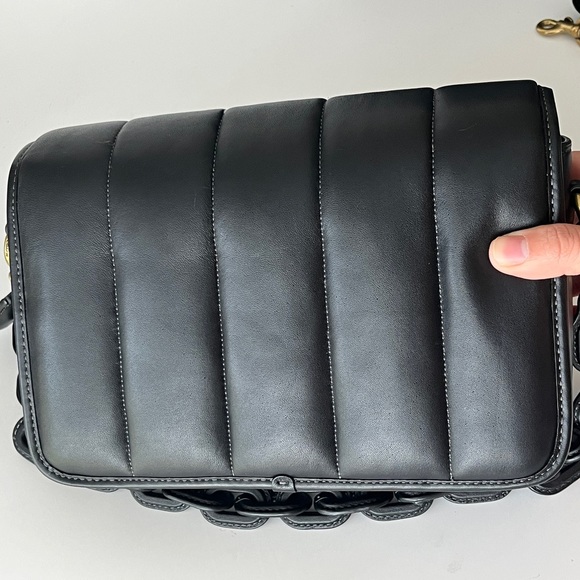 COACH Pillow Studio 25 Shoulder Bag With Quilting Black/ Gold with 2 Straps - Picture 2 of 15